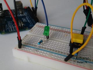 LED, button, Arduino UNO 