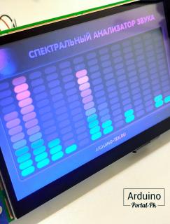 Спектральный анализатор звука на ESP32 с выводам данных на HMI дисплей.