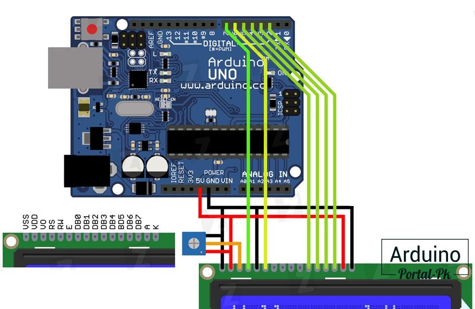 Схема подключения LCD 1602 к Arduino UNO.