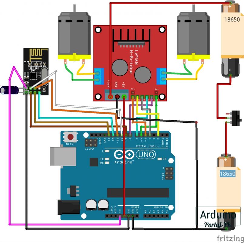 Схема подключения Ардуино машинки на радио управлении