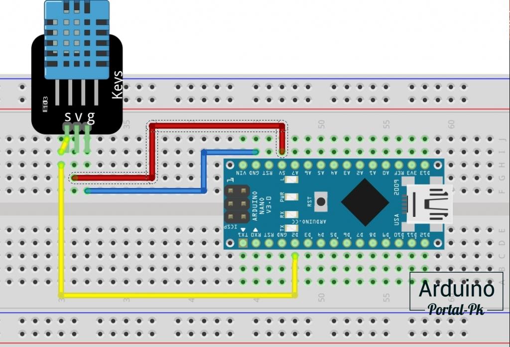 Схема подключения DHT11 к Arduino NANO 