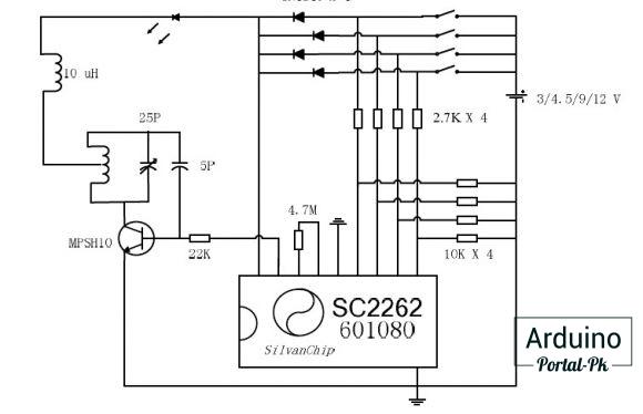 Схема пульта дистанционного управления на микросхеме SC 2262.